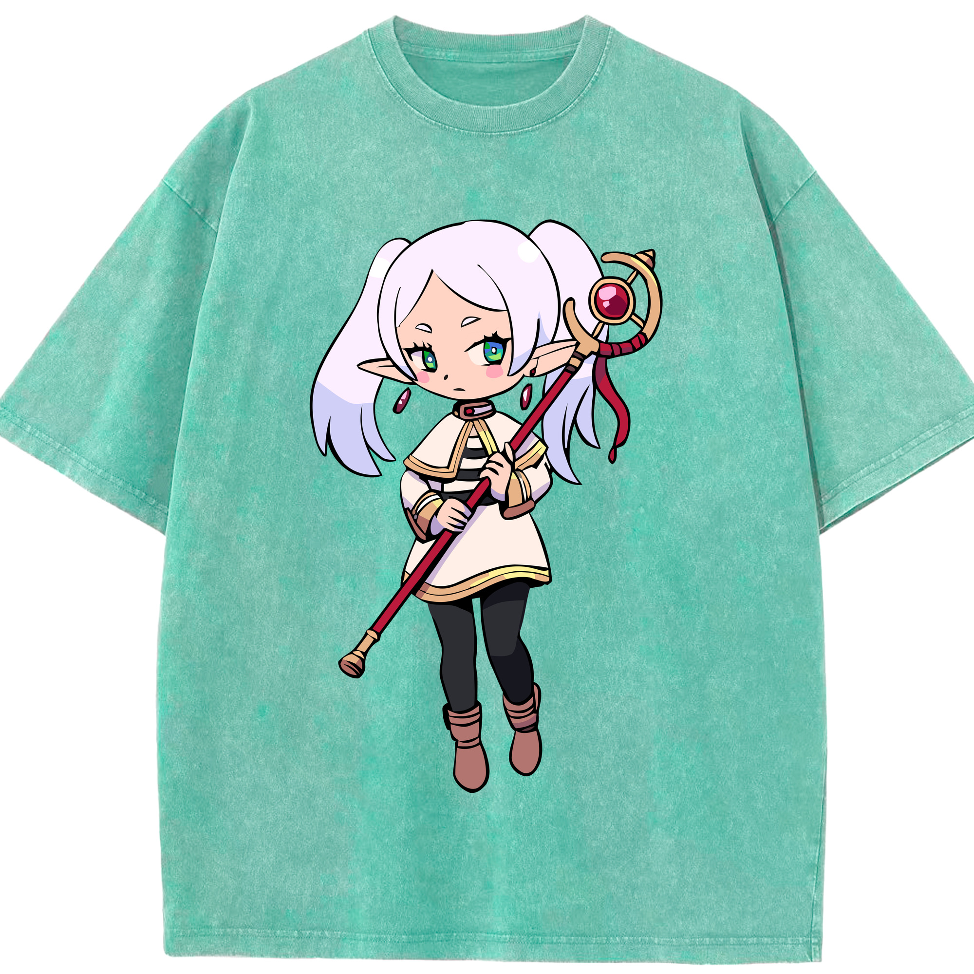（画像用） 葬送のフリーレン Frieren 綿100% ヴィンテージ風 半袖Tシャツ（フロントプリント）